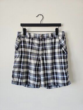 POWT LULULMEON Black/Grey/White/Blue Check Kahuna Short 5 Pocket Men's 36